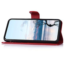 URFEDA Pelle Libretto Custodia Compatibile con Galaxy M31 Cover Libretto Portafoglio 3D Girasole Fiore Di Mandala Case Antiurto Cover Silicone Morbido Custodia Magnetico Taccuino Flip Custodia Rosso