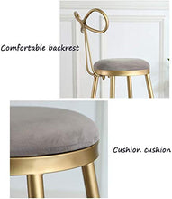 WANGFENG Sgabelli Sgabelli da Bar Bancone da Cucina Sgabello da Trucco Gambe in Metallo Dorato Moderno Ed Elegante in Velluto Grigio Cast Chic Bar Design Creativo con Fiocco Posteriore