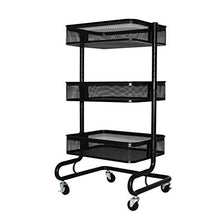 LY Carrello Multiuso a 3 Livelli Cart Carrello da Cucina con Ruote ， for Cucina Bagno Camera da Letto Soggiorno (Color : Black)