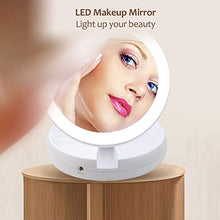 Specchio per il trucco illuminato, Specchio da viaggio pieghevole per specchio cosmetico LED Illuminato con luce e ingrandimento 1X / 10X, Specchio ingranditore fronte/retro 270 °