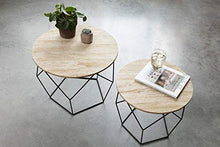LIFA LIVING Tavolini da soggiorno design in Set da 2, Tavolinetto da salotto moderno per divano, Tavolino basso rotondo vintage in legno e metallo, Tavolinetti cucina con funzione contenitore