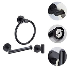 HEMOTON 3 Pezzi Portasciugamani in Acciaio Inox Set Portasciugamani Portasciugamani Porta Carta Igienica con Gancio per Accappatoio Portasciugamani Bagno Set Hardware da Bagno Nero