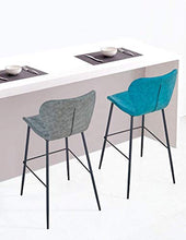 GYPPG Elegante Sgabello Bar in Metallo Imbottito in Ecopelle, Sgabello Alto Bar/Pub con Schienale ergonomico, Altezza Seduta 65 / 75cm, Sedia Blu