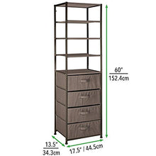 mDesign Armadietto e scaffale multiuso con 4 cassetti e 4 ripiani – Organizer in metallo e fibra sintetica – Cassettiera ideale per camera da letto, corridoio o cameretta – marrone scuro