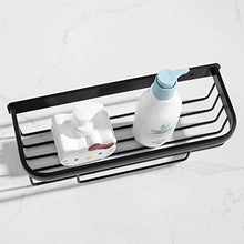 WDGNY Mensola Bagno Doccia Caddy Spazio Alluminio Foratura Bagno Griglia Mensola A Parete Rack Antiruggine Nero 34 cm 0728