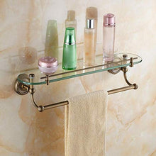 DNSJB mensole da bagno in Vetro Anticato, Porta Asciugamani Interamente in Rame a 1 Piano con mensola in Vetro, 20,8 '' × 4,7 ''