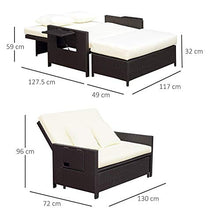 Divano da Giardino con Panca Poggiapiedi 130x72x96 cm in Rattan Marrone