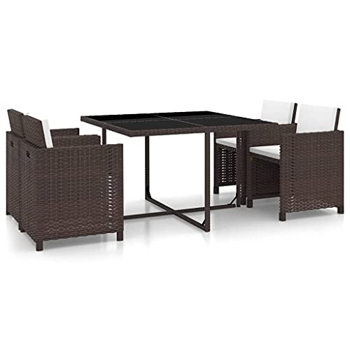 vidaXL Set da Pranzo da Giardino 13 pz Polyrattan Marrone Tavolo Sedie Cuscini