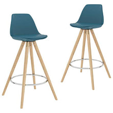 vidaXL Sgabelli da Bar 2 pz Turchese in PP e Legno Massello di Faggio