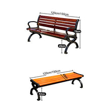 Panchina da giardino panchina da giardino Telaio in fusione di alluminio e legno massello anticorrosivo Sedia da veranda resistente alle intemperie,Con braccioli e schienale,Carico massimo 1100 libb