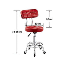 Girevole sgabelli da bar, Faux sedia in pelle for la cucina con schienale, molto spessa imbottitura 10 centimetri regolabile in altezza su 5 ruote, sgabello lavoro, sgabelli con ruote ( Color : Red )