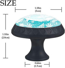 Foglie tropicali Acquerello Blu Pomelli per Porta Set di 4 Pomelli per Mobili Manopole per Cassetti Cucina Armadio Vetro