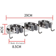 ZXCASDF Acciaio Inox 304 Robusto Bagno A Parete Antiscivolo Cremagliera Scopa Senza Punzonatura Doppio Scopo Mensola Rack Mop Stoccaggio Balcone Gancio Nero,Grigio