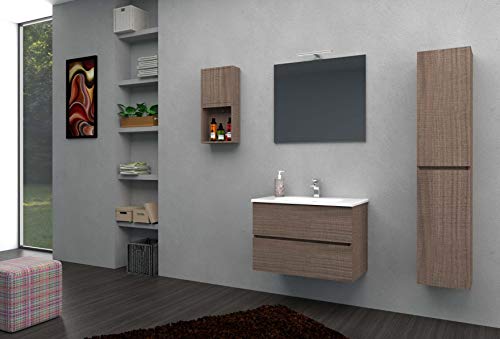 Mobile Bagno Completo Lavabo Specchio Led Harmony 60CM CERAMICHEMIRANDA-Noce Tranchè