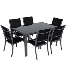 Miadomodo Salotto giardino set tavolo con sedie esterno set da 7 pezzi in acciaio colore grigio scuro