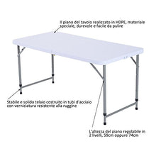 Outsunny Tavolo da Giardino Picnic Campeggio Pieghevole Portatile Regolabile in PE Acciaio 122 x 61x 59/74cm