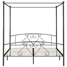 Tidyard Letto a Baldacchino in Metallo Struttura Letto Matrimoniale Design Moderno Telaio Letto Moderno in Metallo Letto con Doghe 200x200 cm Grigio
