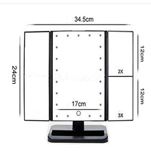 Specchio per Il Trucco, Specchio per Il Trucco con Luci Specchio per Il Trucco Illuminato, Specchio per Il Trucco A Tre Ante con 22 Luci A LED E Ingrandimento 2X / 3X1X, Oscuramento del Touch Screen