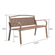 48 Pollici All'aperto Panca da Giardino Per Terrazza,Panchina In Metallo Ghisa Resistente A 2 Posti,Sedia Portico Con Panca da Giardino Schienale E Braccioli,Sedute da Esterno Per Ponti E Verande