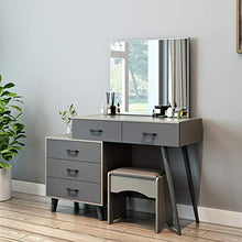 Specchiera Tavolo Cosmetici per Le Donne Ragazze Camera da Letto,Vanity Toeletta da Trucco con Sgabello Imbottito E Cassetti,Tavolo da Toeletta con Specchio-Grigio 90x40x135cm(35x16x53inch)