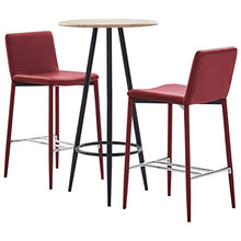 Tidyard 3 pz Set da Bar Moderno in MDF Acciaio e Similpelle,Set Tavolo e Sedie da Bar Moderni,Set Tavolo e Sedie da Cucina Moderni,Set Tavolo Rotondo/Quadrato e 2 Sedie Sgabelli con Schiena da Bar