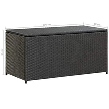 Tidyard Baule Cassapanca da Giardino Grande Impermeabile in Rattan, Contenitore da Esterno Multiuso, 100x50x50 cm Nero