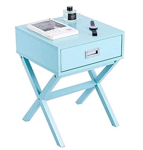 N/Z Attrezzatura Domestica Comodino Mobili a Forma di X per Comodino Domestico con cassettiera Soggiorno e Camera da Letto (Colore: Azzurro)