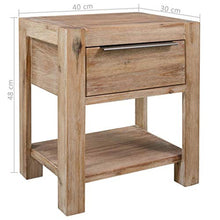 vidaXL Comodino con Cassetto e Ripiano Rustico Tradizionale Finitura Spazzolata Tavolino Notte Mobiletto Colore Naturale Legno Massello d'Acacia