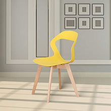 Sedia in polipropilene e gambe di faggio, design semplice e moderno, con schienale cavo, per sala da pranzo, cucina, soggiorno, ristorante, ufficio, sala riunioni, set da 4 (giallo)