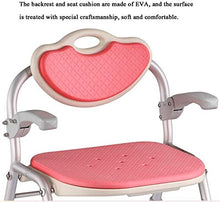 Sgabello da doccia Bagno sgabello rosa anziano Bathing sedia pieghevole Bagno Doccia con schienale Sgabello regolabile in altezza Bagno Sgabello con schiuma EVA Cuscino girevole corrimano e oversize a