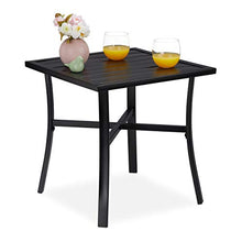Relaxdays Tavolino Quadrato, per Giardino e Balcone, Rivestimento Antiruggine, Acciaio, LxP: 46x46 cm, Nero, 46x46x46 cm