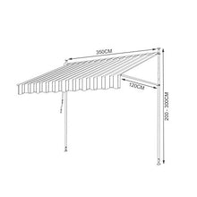 Hengda 350 * 120cm Tenda da Sole Retrattile Avvolgibile Manuale con Pali di Supporto Impermeabile
