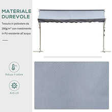 Outsunny Tenda da Sole a Caduta Autoportante, Apertura con Manovella e Inclinazione Regolabile, 295x294cm, Grigio