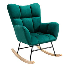 HongTeng-Sedie a Dondolo Terrazza Sedia a Dondolo Divano Velvet Soggiorno Camera da Letto Sdraio Sedia Lazy Divano, Verde Scuro, 75x55x82cm