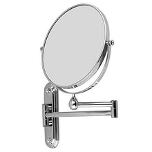 WISFOR Specchio da Parete Trucco Bagno con Ingrandimento 10X, Specchio Ingranditore da parete Specchio Tondo in Acciaio Inox Specchio Ingranditore Bagno Double Face Estensibile 360°Girevole