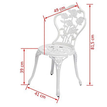mewmewcat Sedie da Bistrot 2 pz in Alluminio Pressofuso Bianche 41 x 49 x 81,5 cm