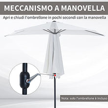Outsunny Ombrellone Semicircolare da Parete Poliestere Impermeabile con Protezione UV Bianco 269x138x236 cm