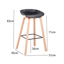 Uderkiny Set di 2 Sgabelli da Bar con Seduta in plastica e Gambe in Legno, sgabelli Alti, per Bar Cucina Ristorante taverna (Nero)