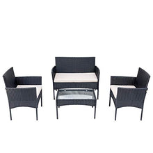 WYLZLIY-Home Set Mobili da Giardino Set Mobili da Esterno Confortevole Divano in Rattan Set da Giardino Mobili da Giardino A 4 Pezzi Patio Rattan Sofà Mobili per Giardino Balcone Terrazza