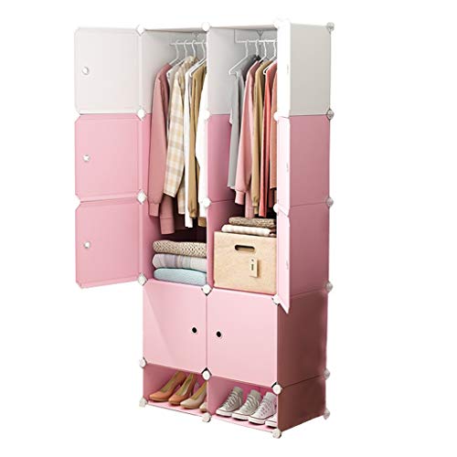 Locker 2-Gitter Armadio Armadio Shoes-Bit 2-Hanging Archivi Rimovibili di Plastica 8 Porte Scaffali Abbigliamento Home Camera Rosa 75X47X165CM MUMUJIN