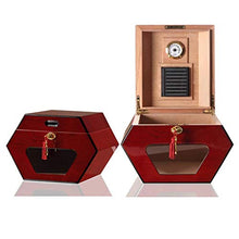 WRJY Umidificatore per sigari Scatola per sigari ， con umidificatore e igrometro Armadio per sigari Creativo, Copertura in Vetro in Legno di Cedro Confezione Regalo da Uomo Umidificator