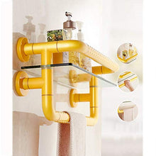 AOIWE Bagno Maniglie Grab Bar temperato mensola di Vetro Quadrato Bagno Mensola con la Barra di tovagliolo, Servizi igienici a Muro su rotaie Guardrail in Acciaio Inox