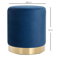 homcom Pouf Design Rotondo, Poggiapiedi Cilindrico Blu con Base Oro e Seduta Imbottita, Casa/Negozio, Ф36x42cm-Max 120kg