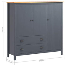 Cikonielf - Armadio da camera con 3 ante e 2 cassetti e 5 ripiani, guardaroba per il soggiorno, (L x A x P): 142 x 45 x 137 cm, grigio e marrone miele