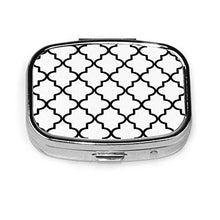 Scatola quadrata per pillole medicinali moderna bianca e nera in stile marocchino Quatrefoil moda portapillole organizer da viaggio per integratori di vitamine
