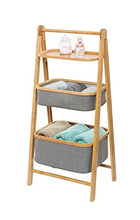 Wenko Scaffale Bahari con 2 cestini pieghevole per la casa, per il bagno, lavanderia, in bambù, marrone, 33 x 45 x 99 cm