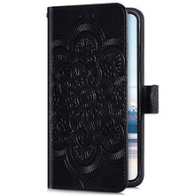 URFEDA Pelle Libretto Custodia Compatibile con Galaxy M31 Cover Libretto Portafoglio 3D Girasole Fiore Di Mandala Case Antiurto Cover Silicone Morbido Custodia Magnetico Taccuino Flip Custodia Nero