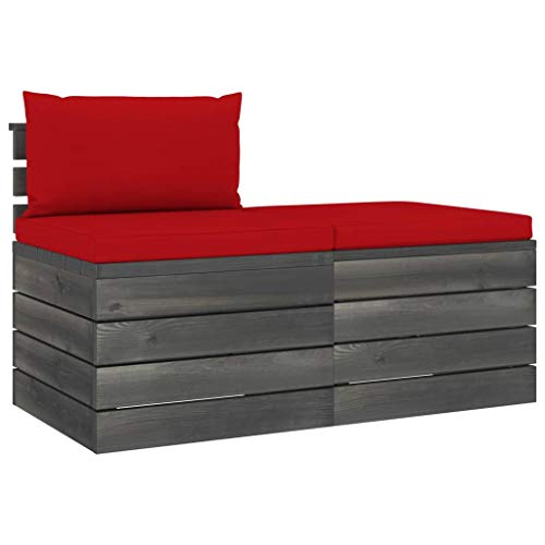 FAMIROSA Set Divani da Giardino su Pallet 2 pz con Cuscini Massello Pino-1677