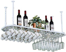 LDM Portabicchieri, Bottiglia di Vino da Appendere al soffitto, Calice, Portaoggetti per Tazze Scaffale sospeso Bar Arredamento Cucina - Struttura in Metallo Bianco (Dimensioni: 80 cm)