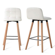 Autoshoppingcenter Set di 2 Sgabelli da Bar Schienale Similpelle Cucina Moderno con Gambe in Legno per Ristorante Bar Bianco